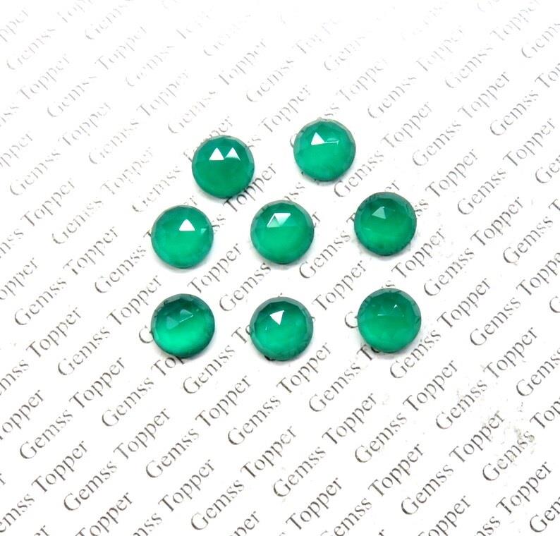 Green Chalcedony 6x6 mm Round Rose Cut